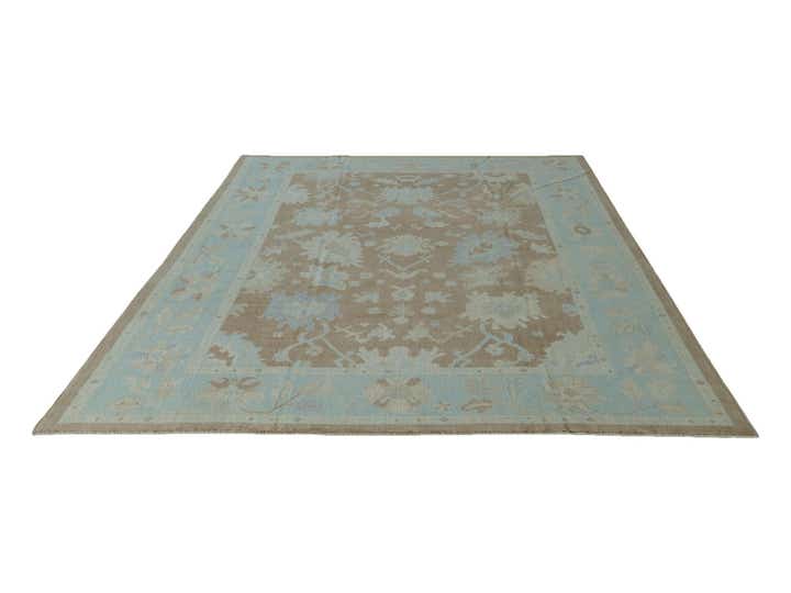 9' 1 x 11' 9 Hand Knotted Oushak Wool Rug
