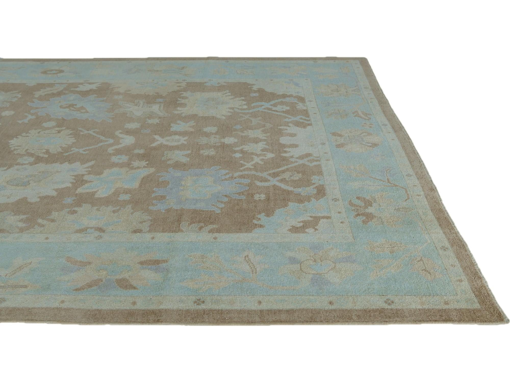 9' 1 x 11' 9 Hand Knotted Oushak Wool Rug