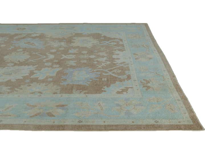9' 1 x 11' 9 Hand Knotted Oushak Wool Rug