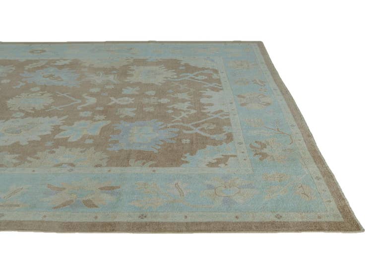 Detail image of 9' 1 x 11' 9 Hand Knotted Oushak Wool Rug
