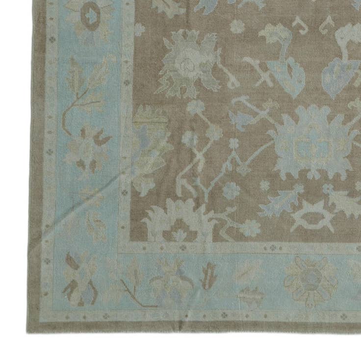Detail image of 9' 1 x 11' 9 Hand Knotted Oushak Wool Rug