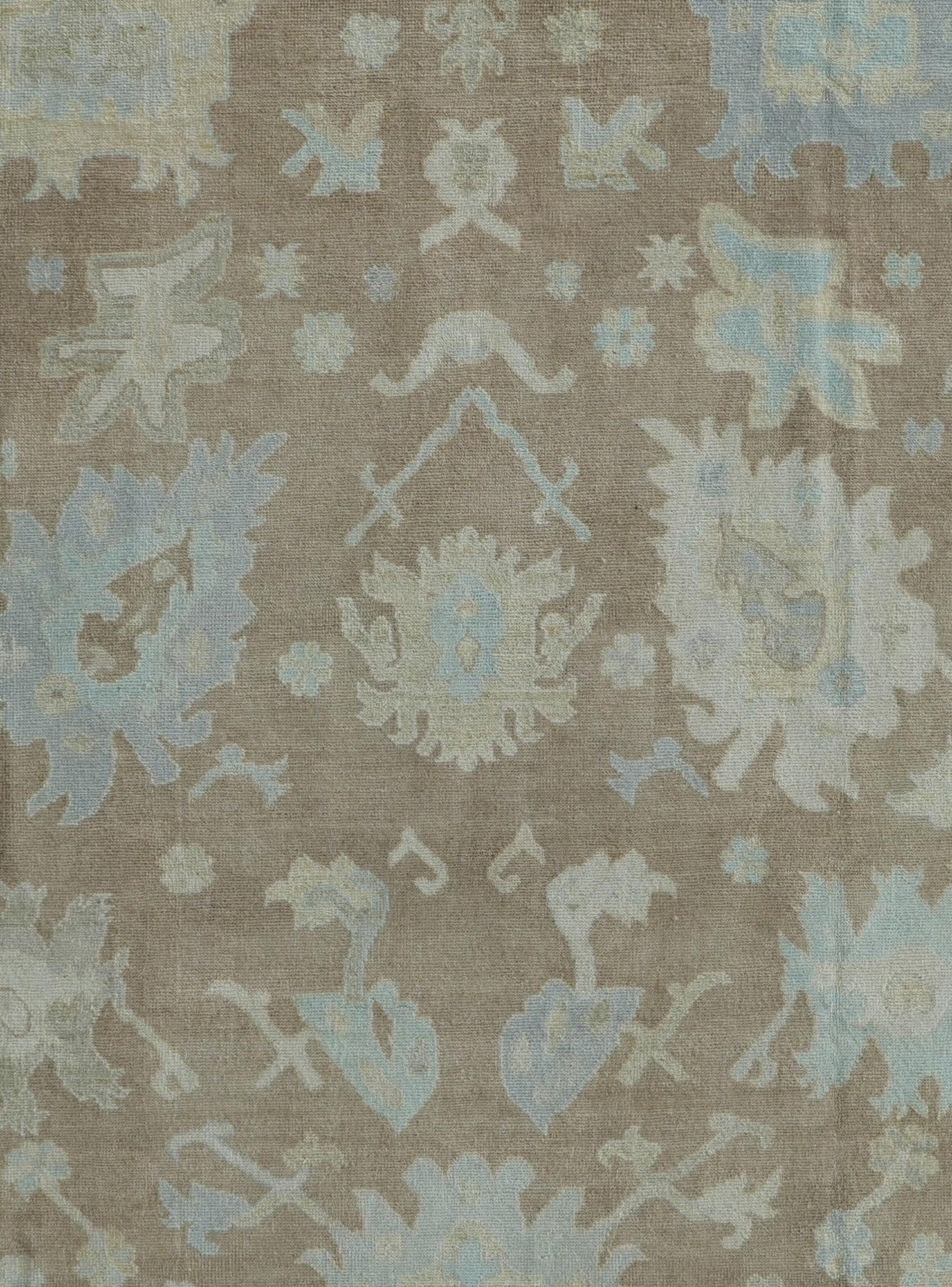 9' 1 x 11' 9 Hand Knotted Oushak Wool Rug