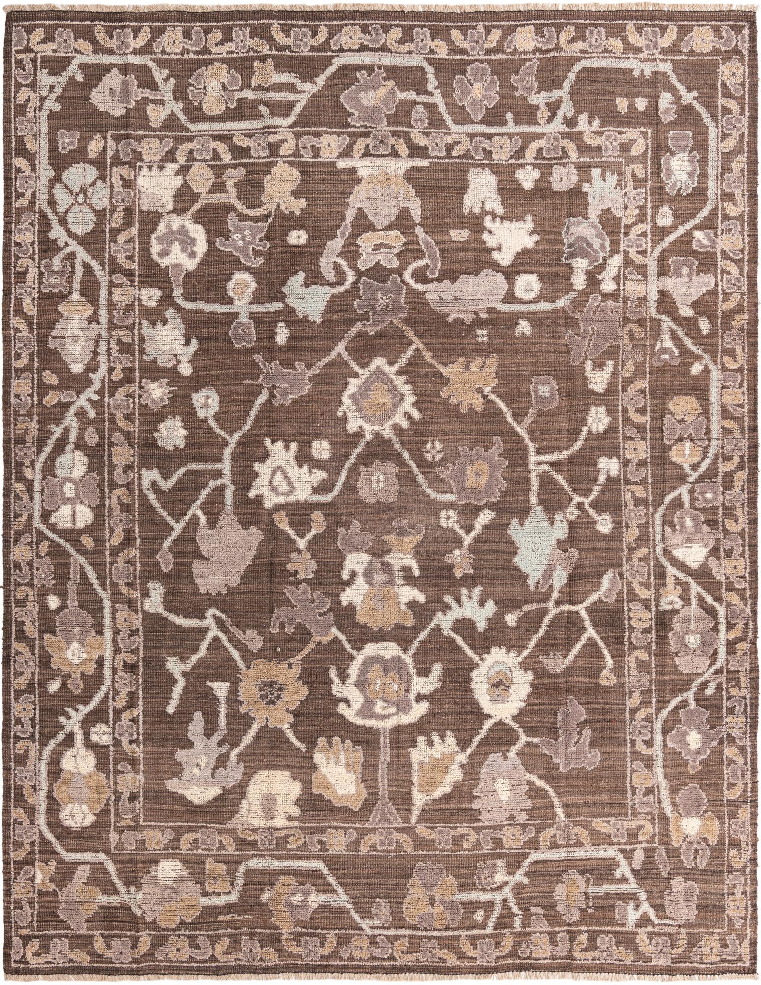 9' 1 x 12' Hand Knotted Oushak Wool Rug
