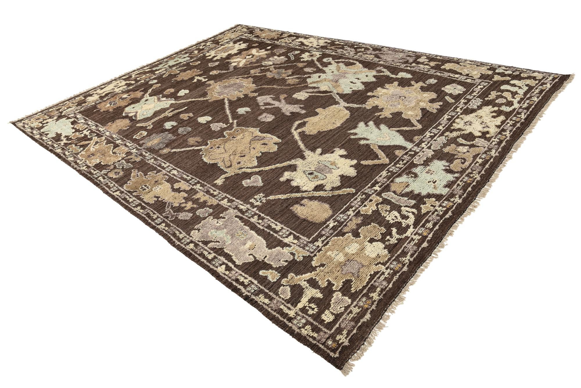 9' 5 x 12' 1 Hand Knotted Oushak Wool Rug