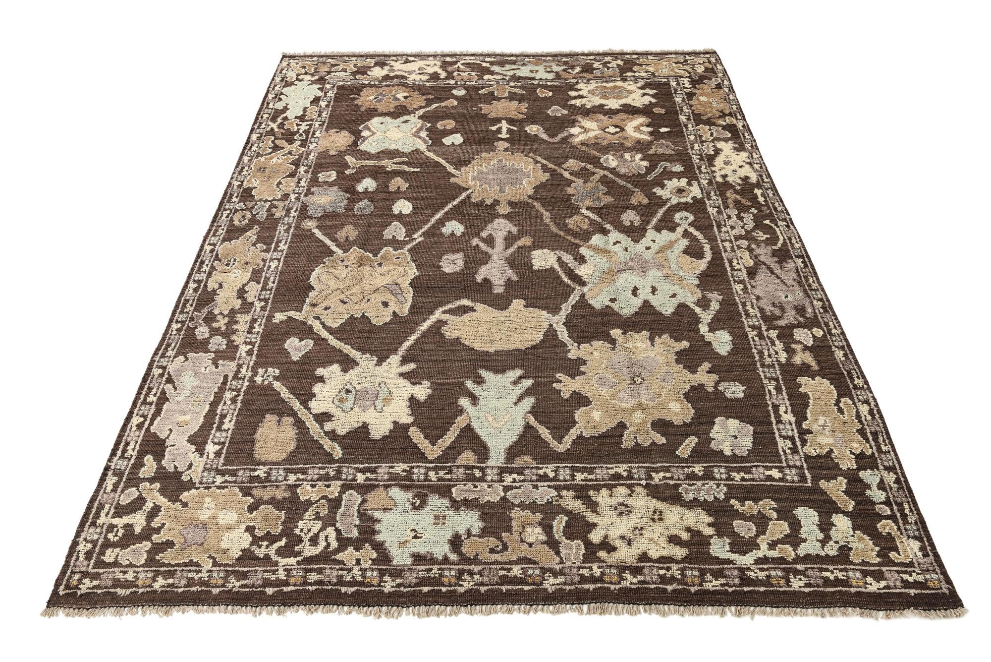 9' 5 x 12' 1 Hand Knotted Oushak Wool Rug