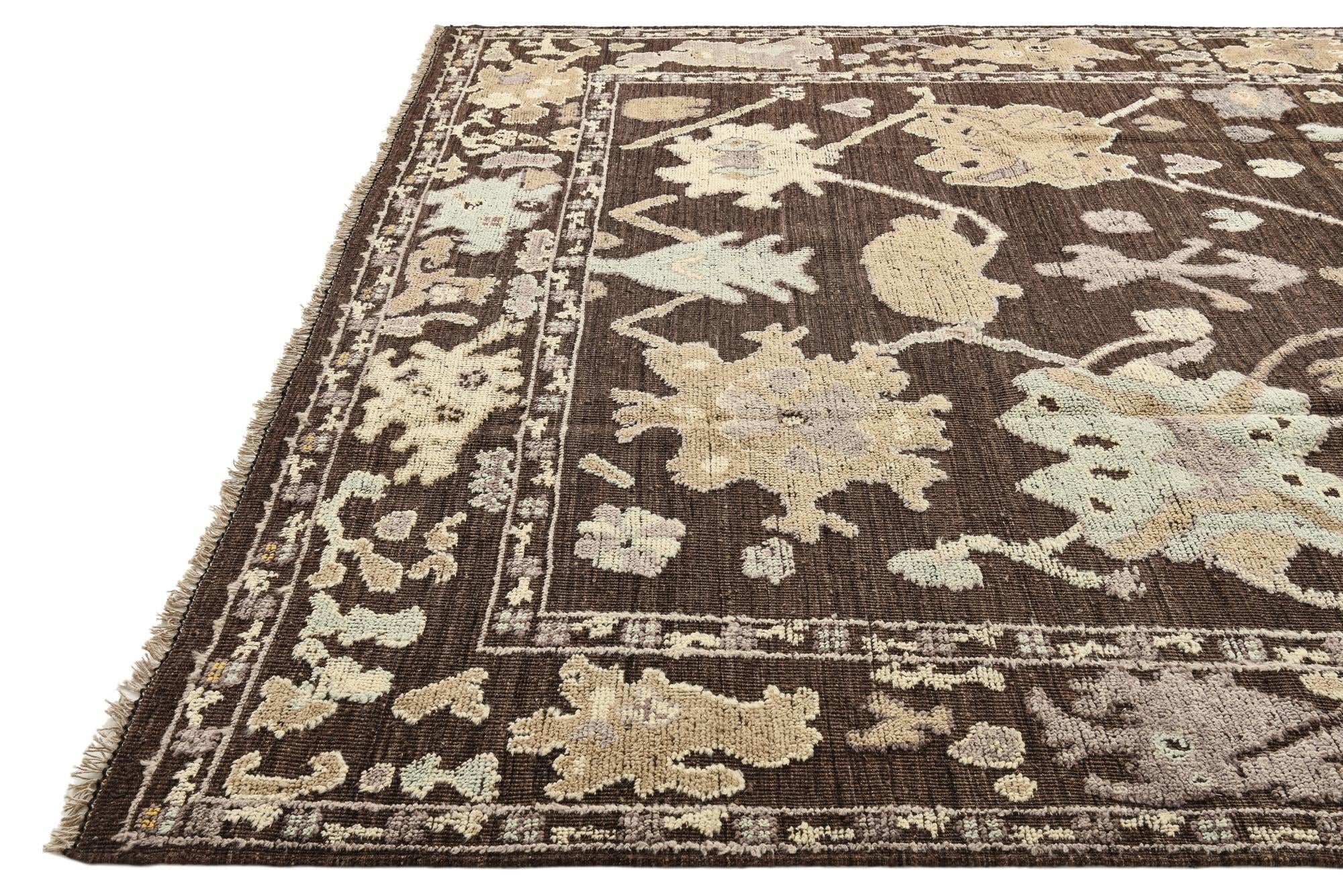 9' 5 x 12' 1 Hand Knotted Oushak Wool Rug