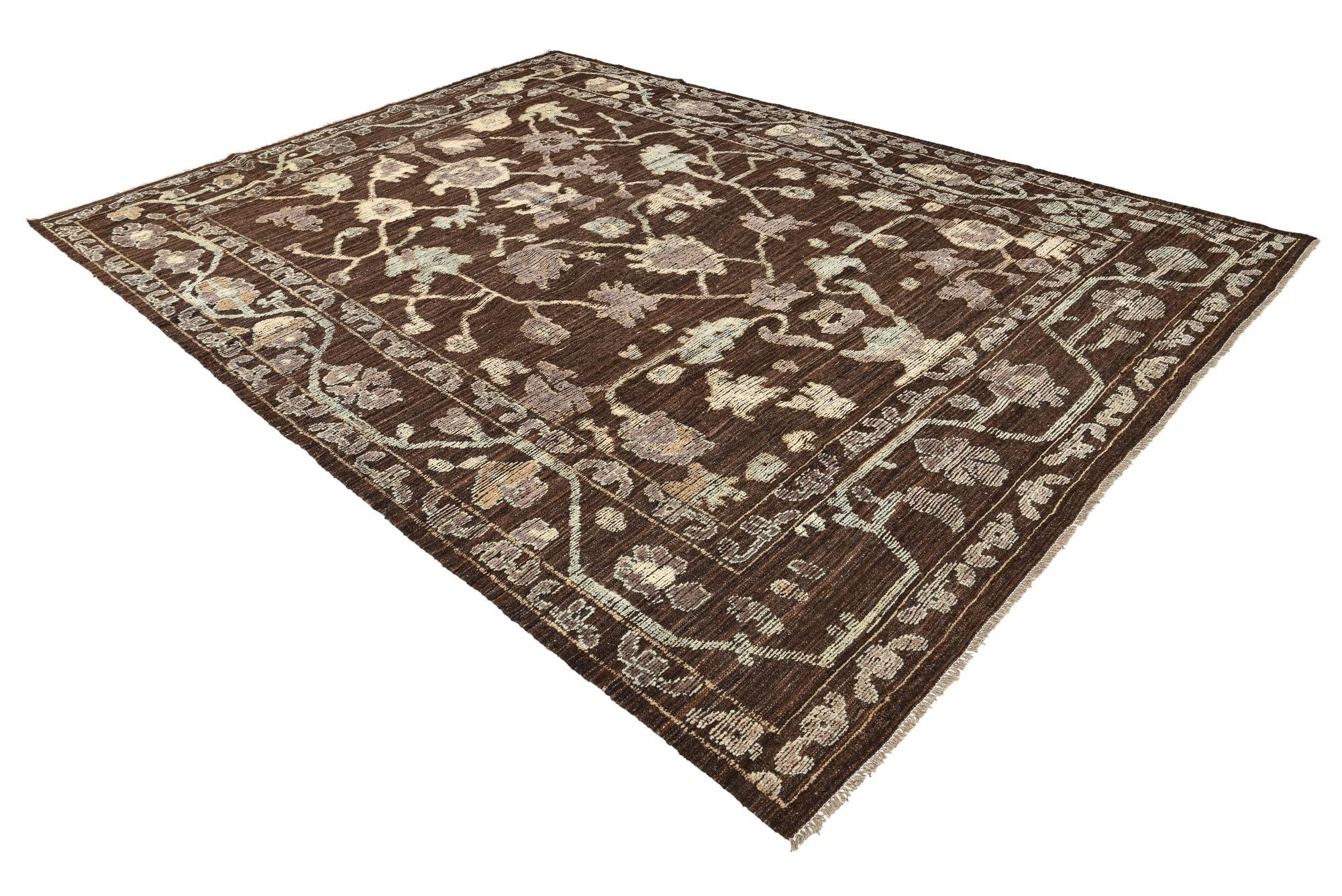 9' 5 x 13' Hand Knotted Oushak Wool Rug