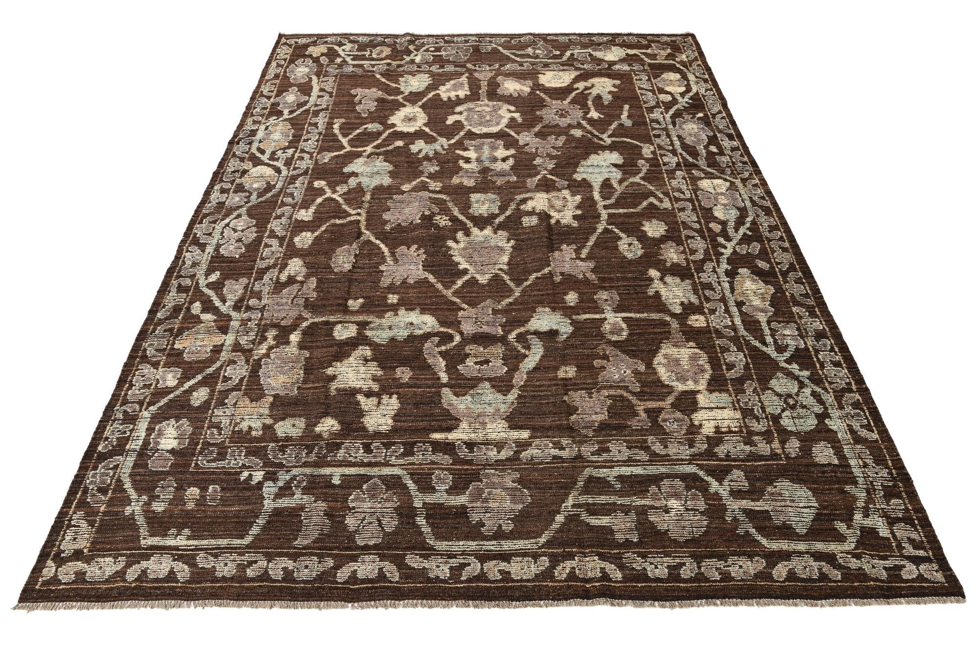 9' 5 x 13' Hand Knotted Oushak Wool Rug