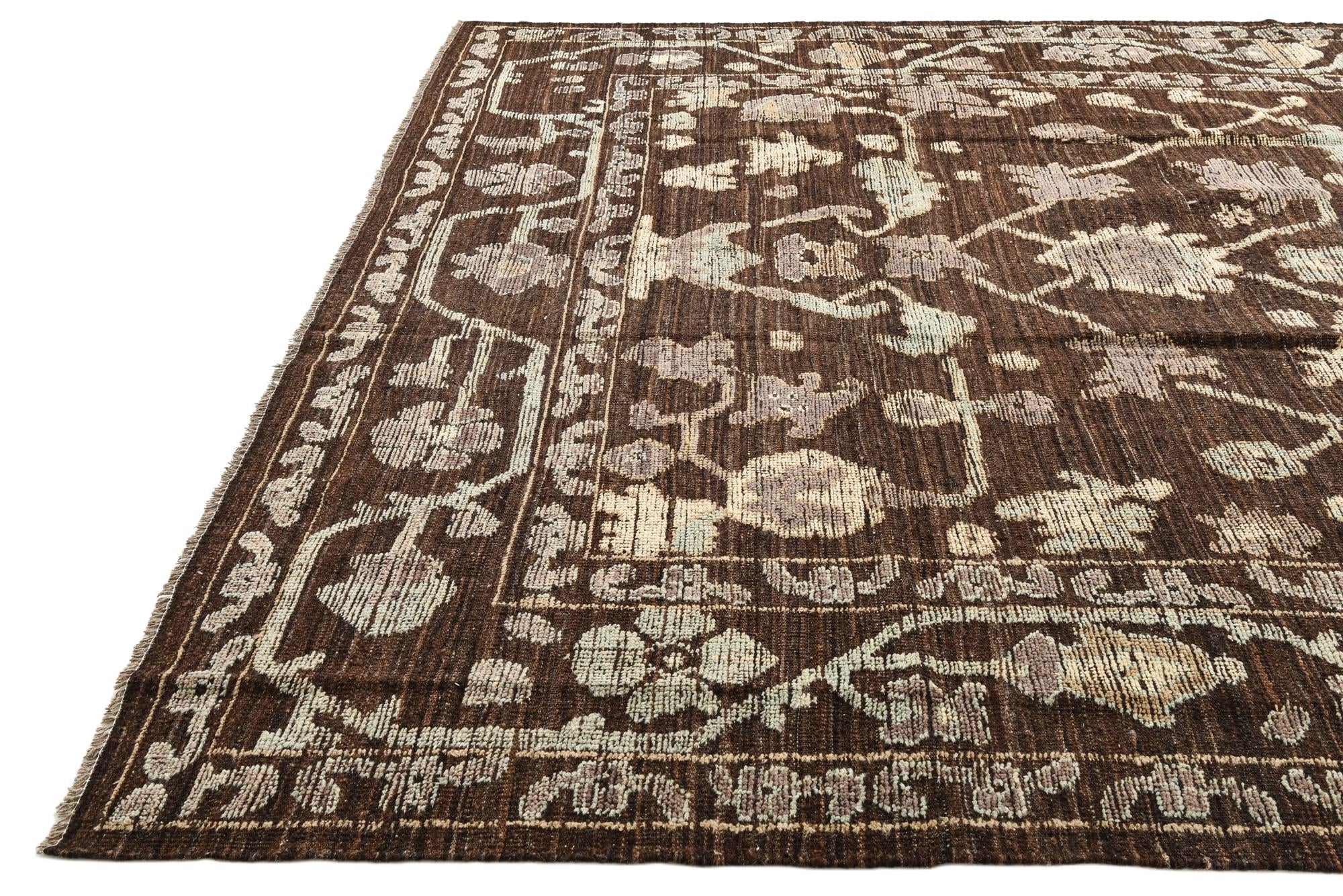 9' 5 x 13' Hand Knotted Oushak Wool Rug