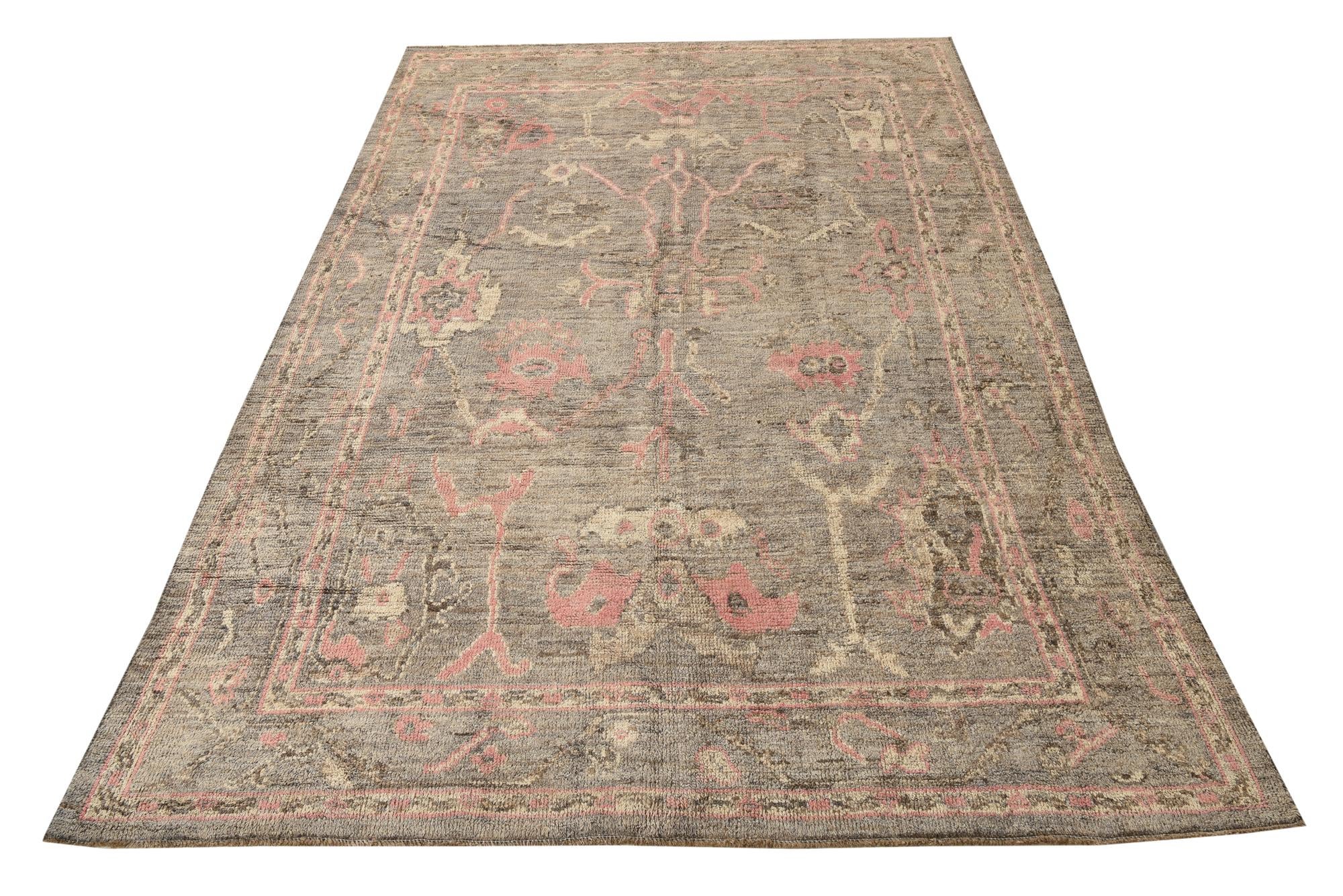 8' 6 x 12' 5 Hand Knotted Oushak Wool Rug