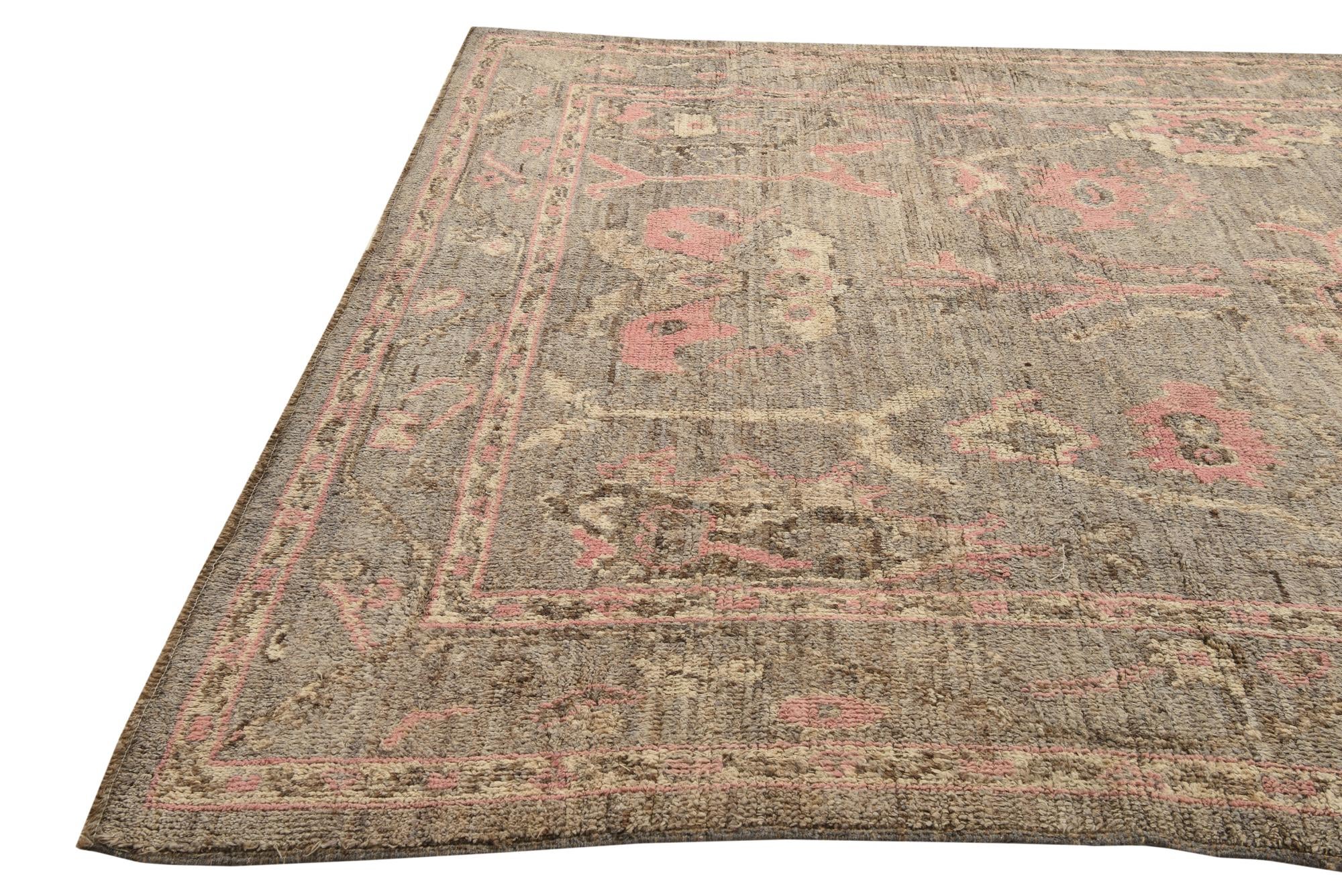 8' 6 x 12' 5 Hand Knotted Oushak Wool Rug