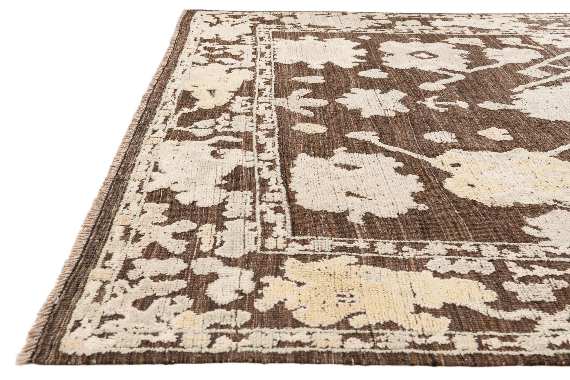 9' x 12' 4 Hand Knotted Oushak Wool Rug