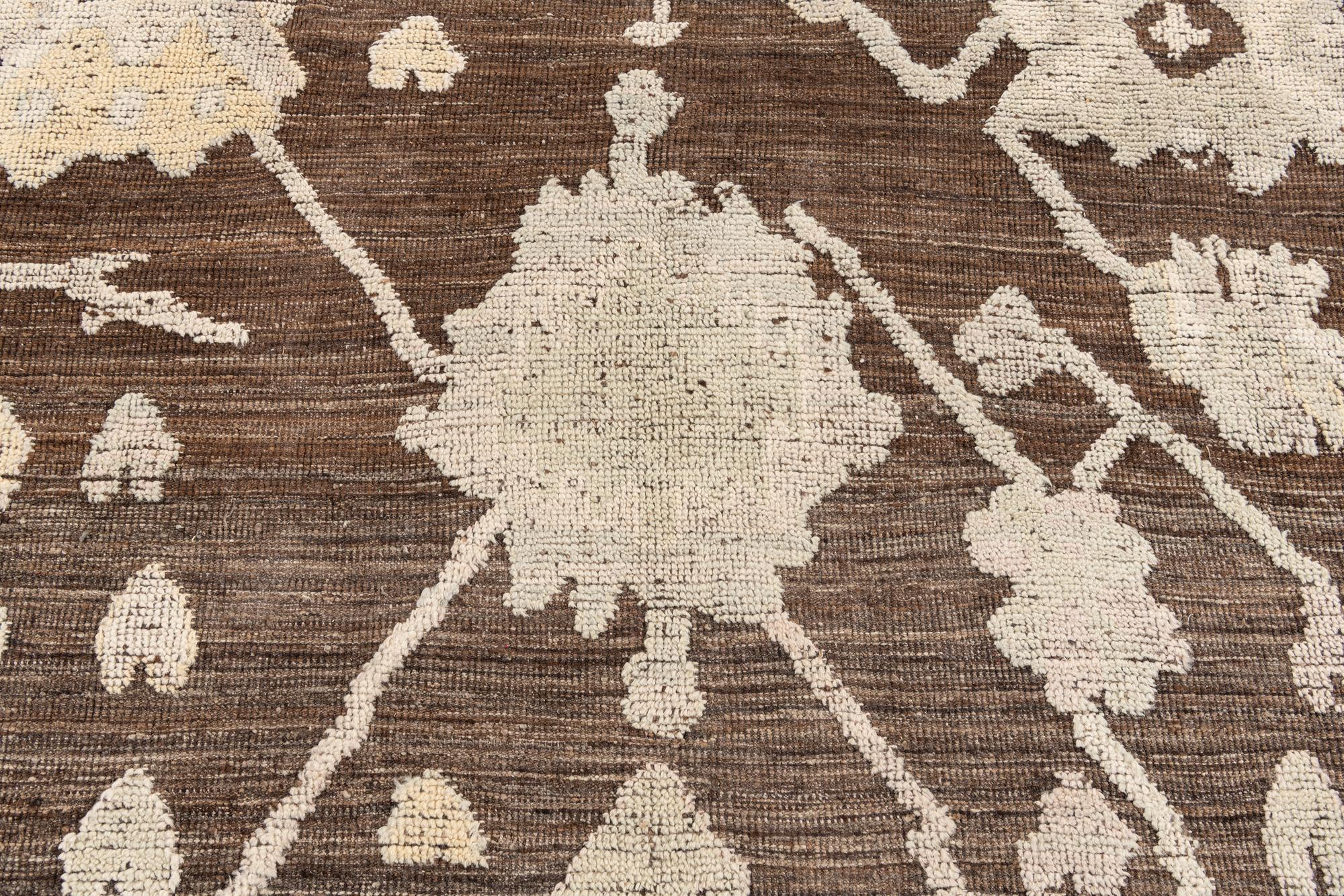 9' x 12' 4 Hand Knotted Oushak Wool Rug