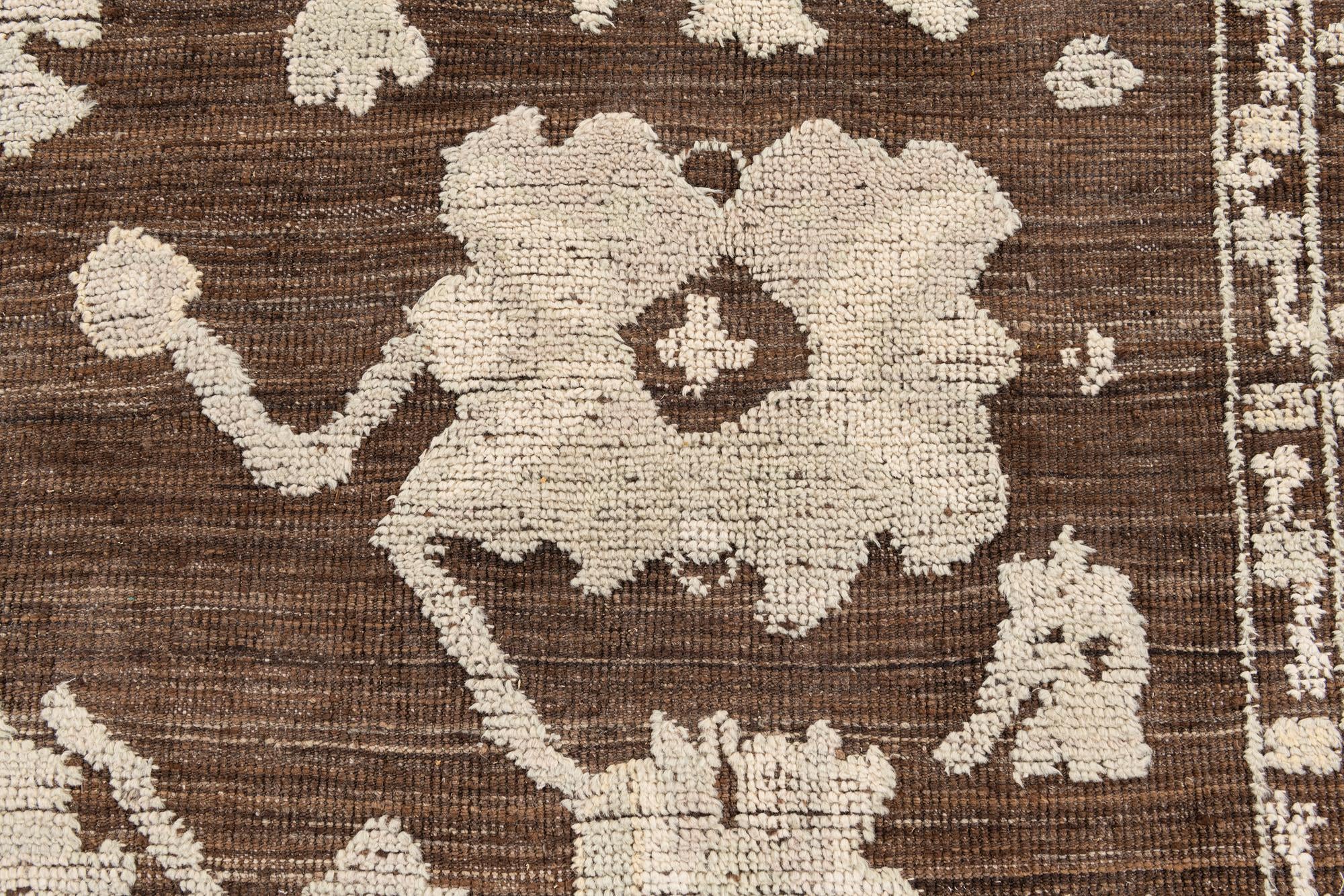 9' x 12' 4 Hand Knotted Oushak Wool Rug