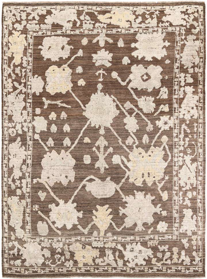 9' x 12' 4 Hand Knotted Oushak Wool Rug