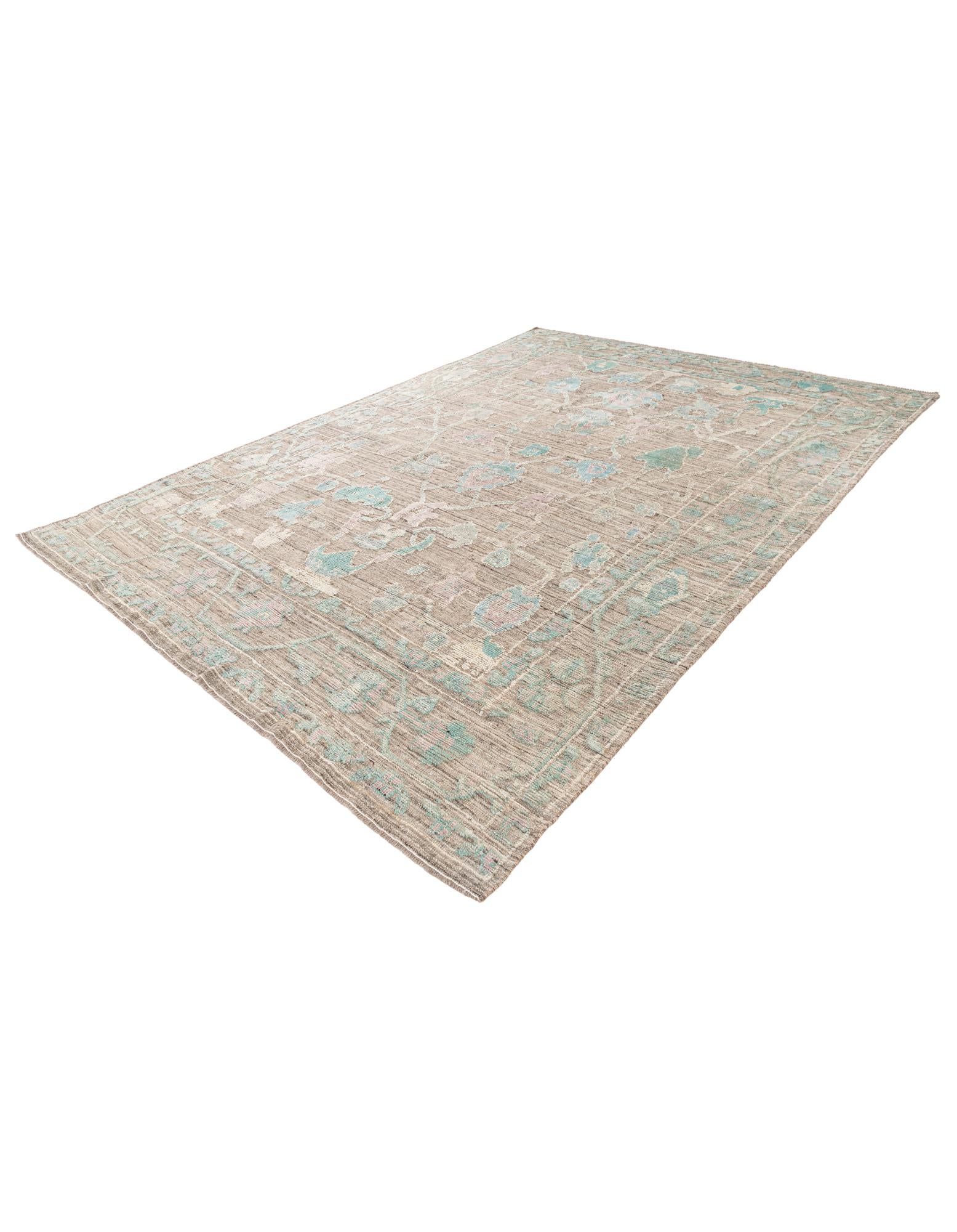 8' 10 x 12' 3 Hand Knotted Oushak Wool Rug