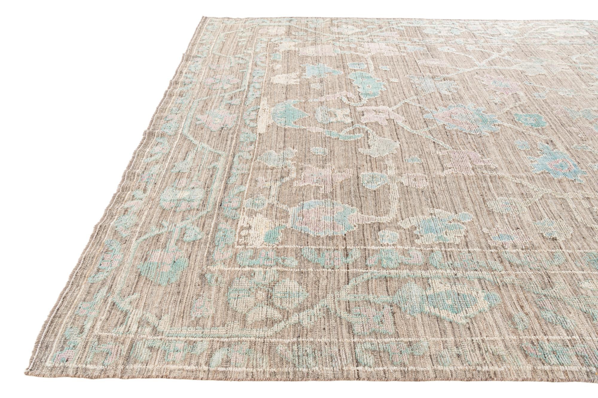8' 10 x 12' 3 Hand Knotted Oushak Wool Rug