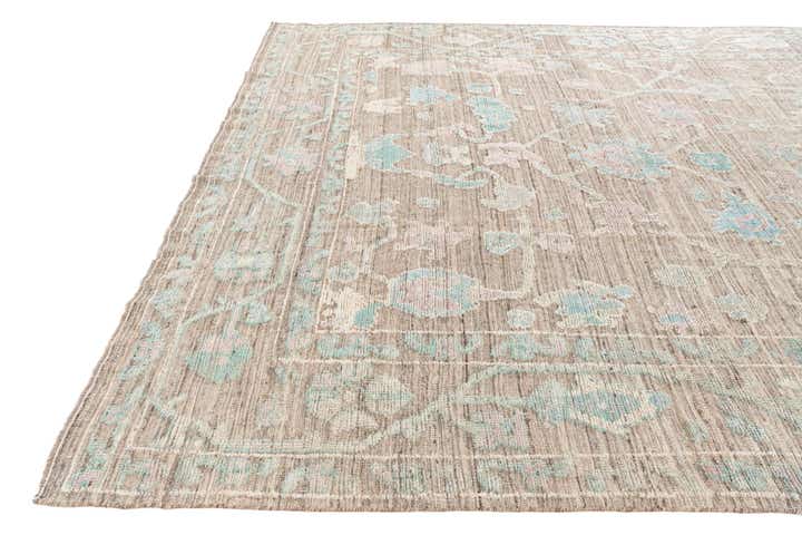 8' 10 x 12' 3 Hand Knotted Oushak Wool Rug