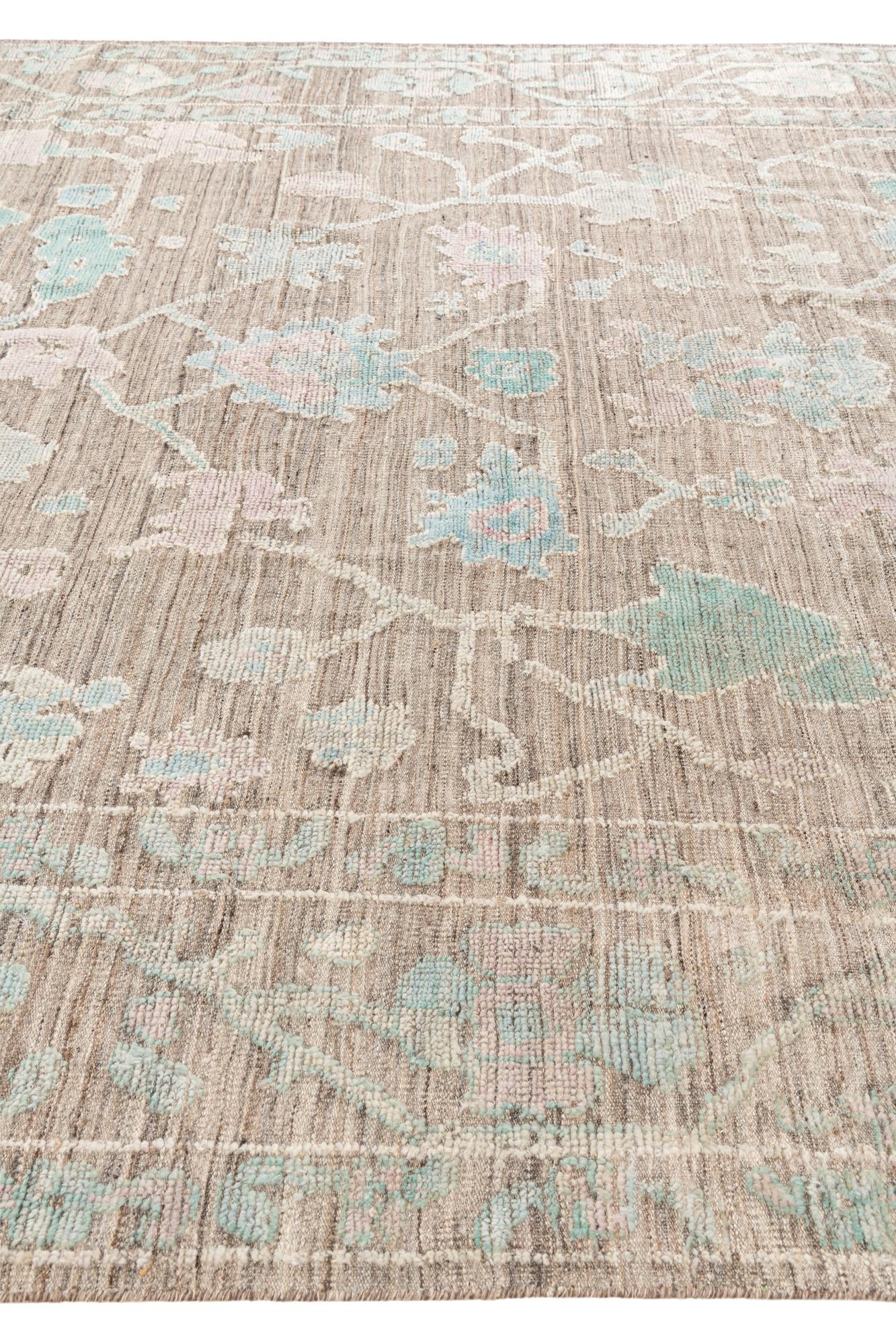 8' 10 x 12' 3 Hand Knotted Oushak Wool Rug