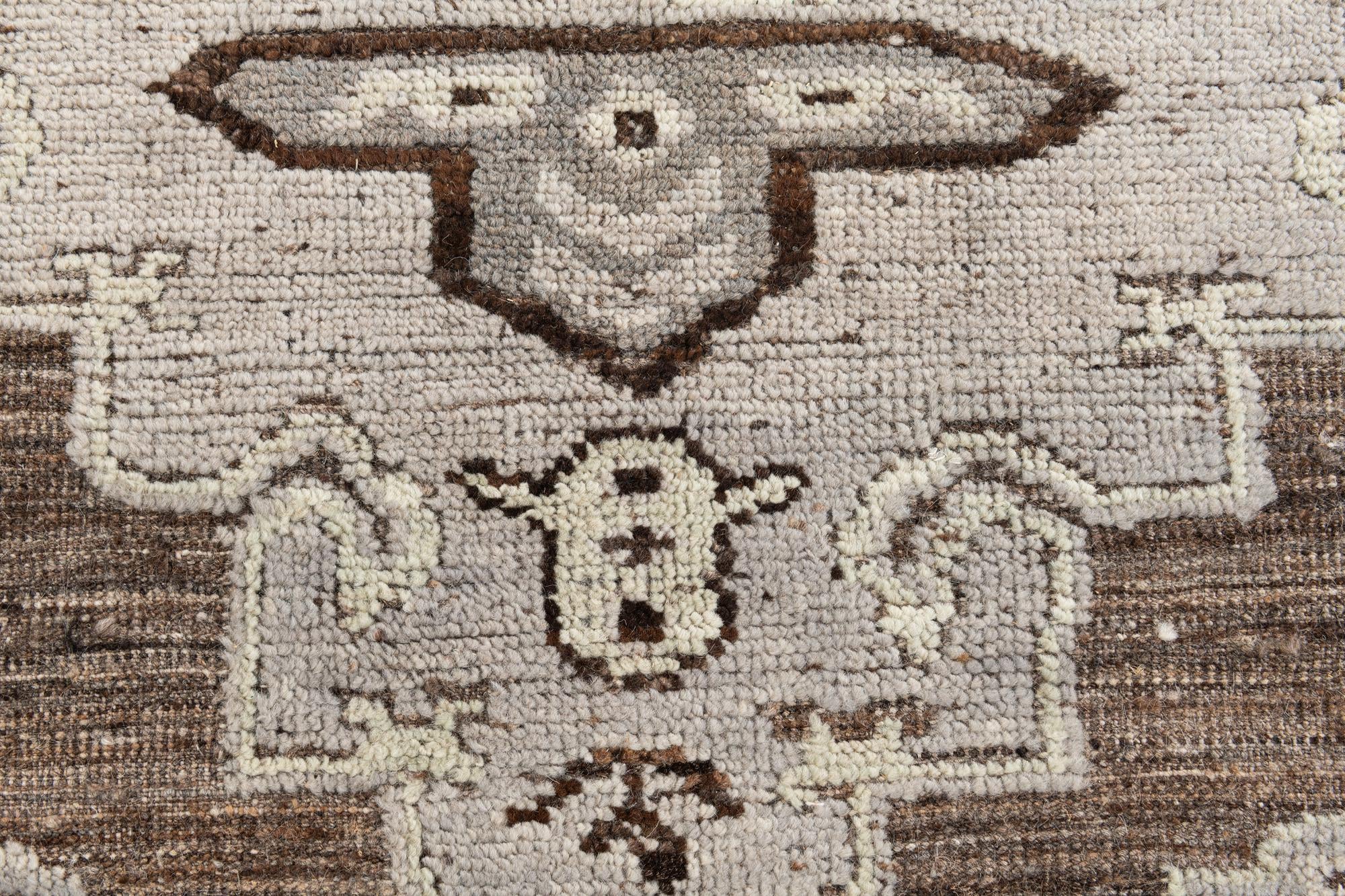 8' 5 x 10' 7 Hand Knotted Oushak Wool Rug