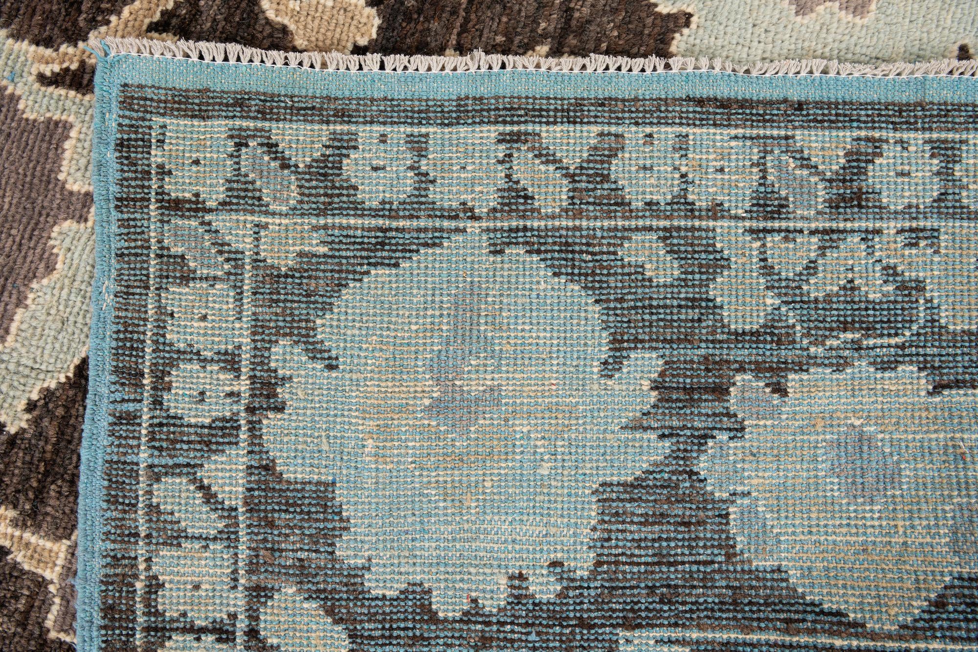 9' x 12' Hand Knotted Oushak Wool Rug