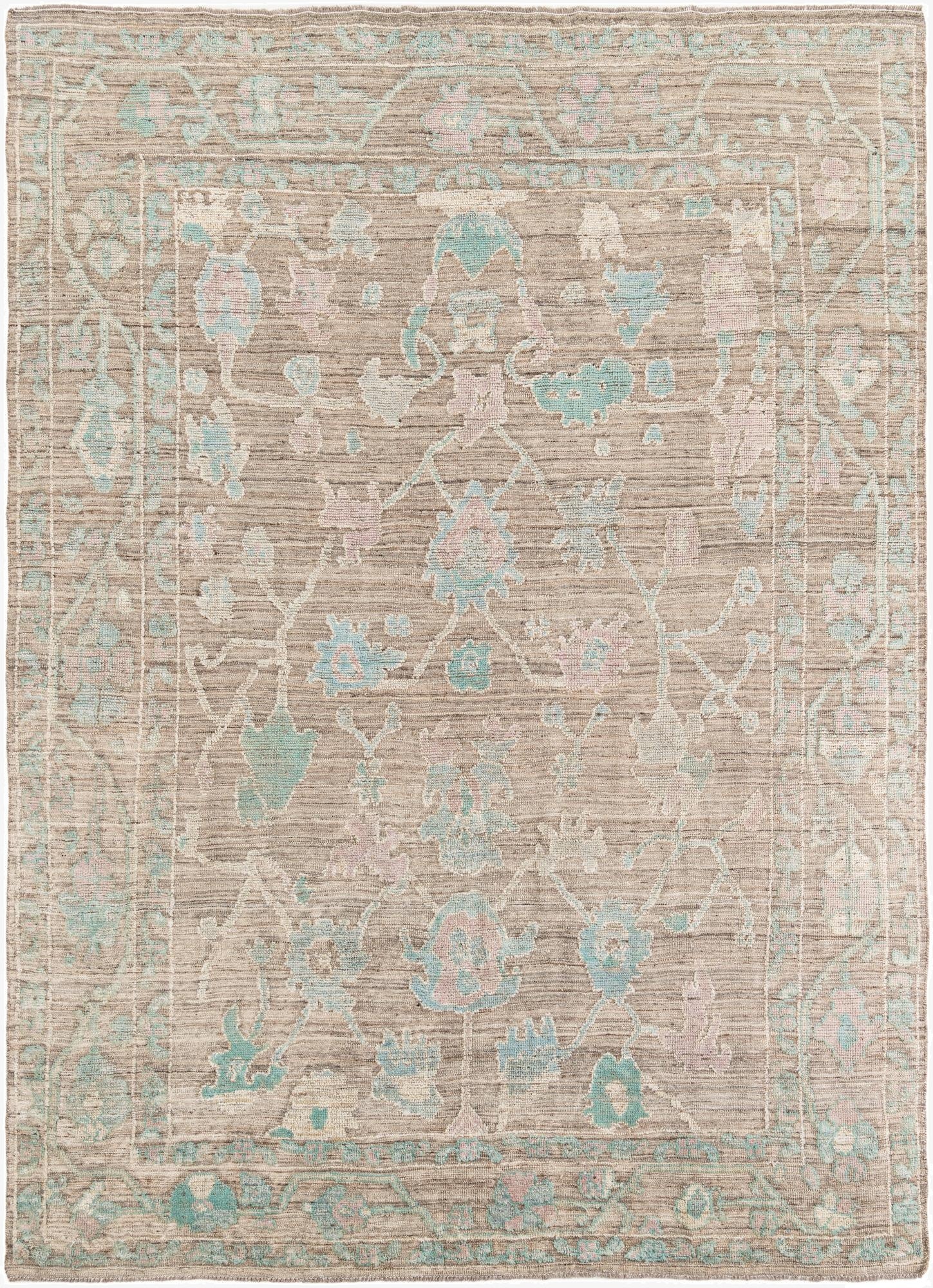 8' 10 x 12' 3  Hand Knotted Oushak Wool Rug