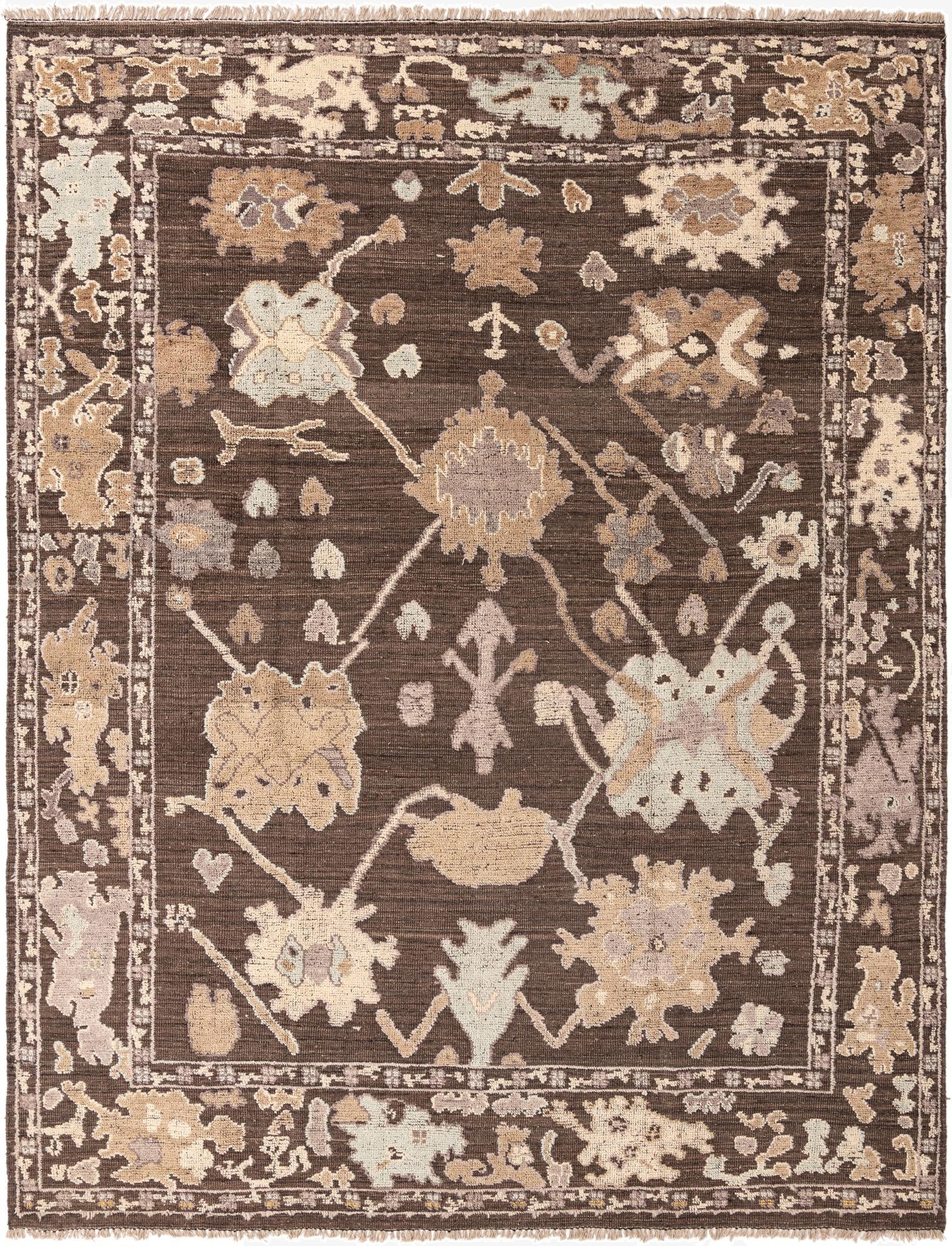 9' 5 x 12' 1  Hand Knotted Oushak Wool Rug