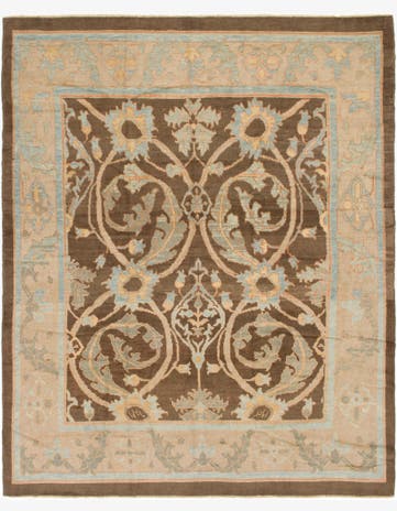 10' 6 x 13' Hand Knotted Oushak Wool Rug