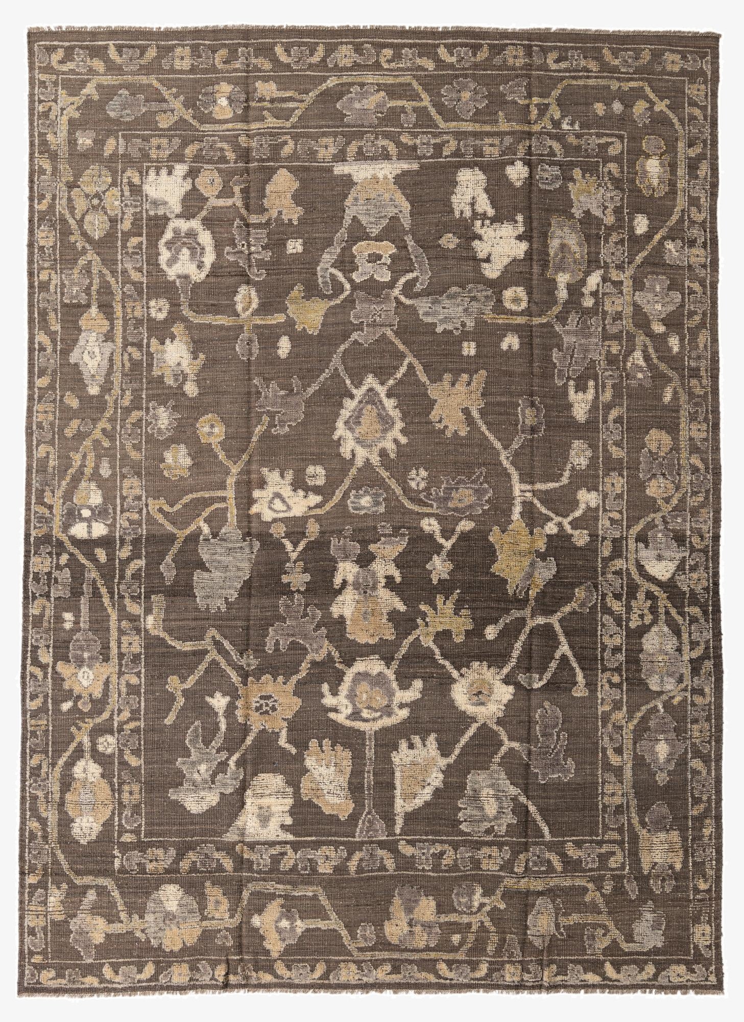 9' x 12' 4  Hand Knotted Oushak Wool Rug