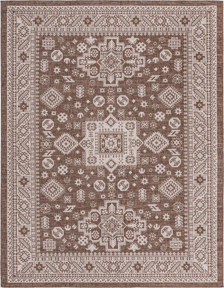 Detail image of 7' 10 x 11' Easy-Clean Aztec Indoor / Outdoor Rug