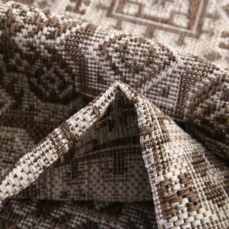 Detail image of Custom Brown Easy-Clean Aztec Indoor / Outdoor Rug