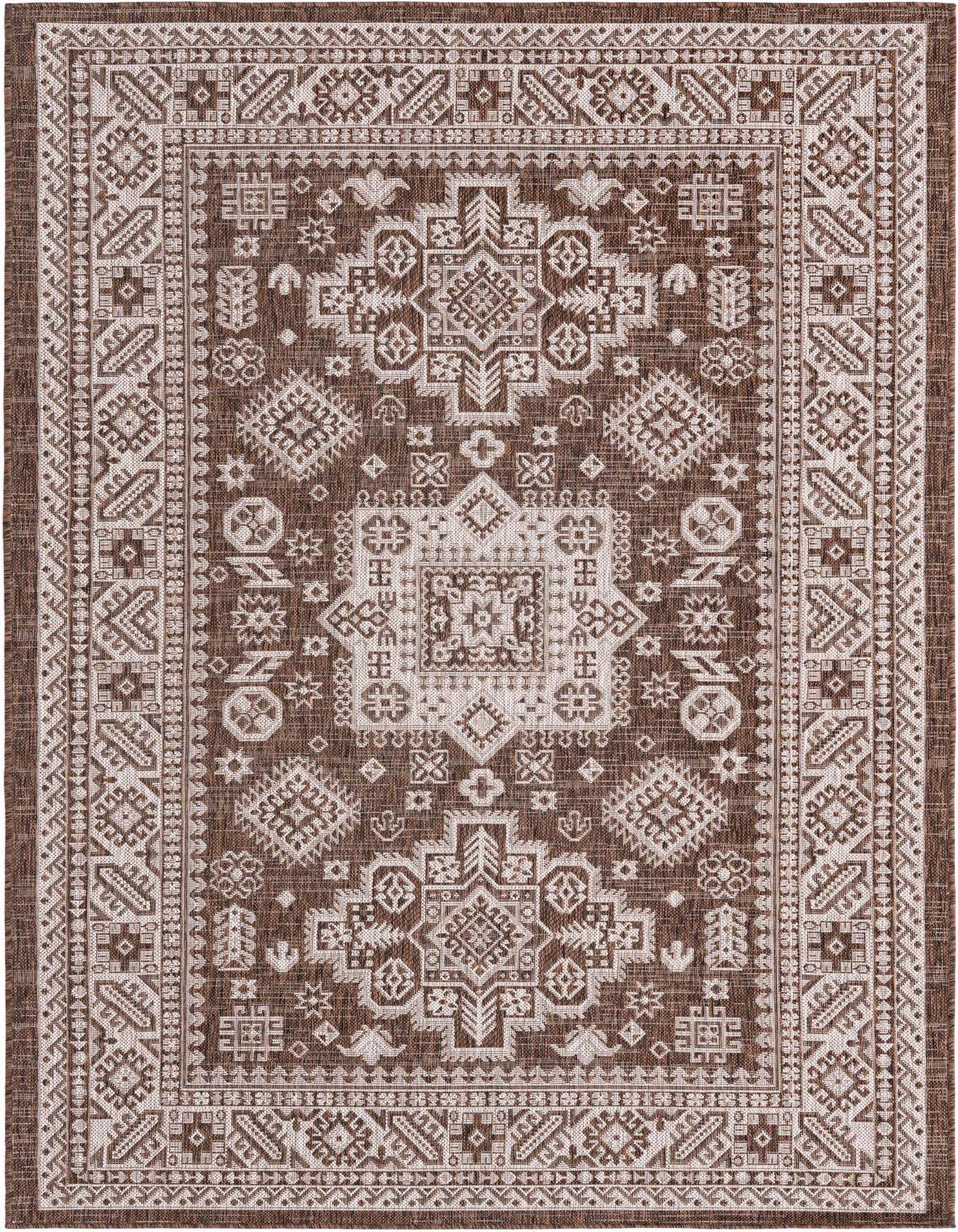 5' 3 x 8' Easy-Clean Aztec Indoor / Outdoor Rug