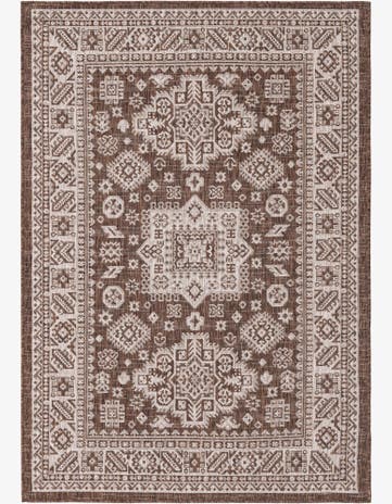 Brown Easy-Clean Aztec Indoor / Outdoor Rug