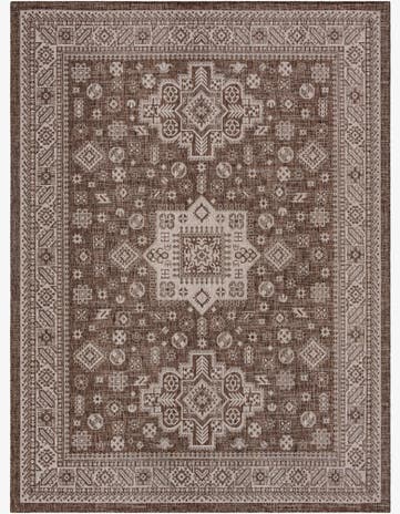 Brown Easy-Clean Aztec Indoor / Outdoor Rug