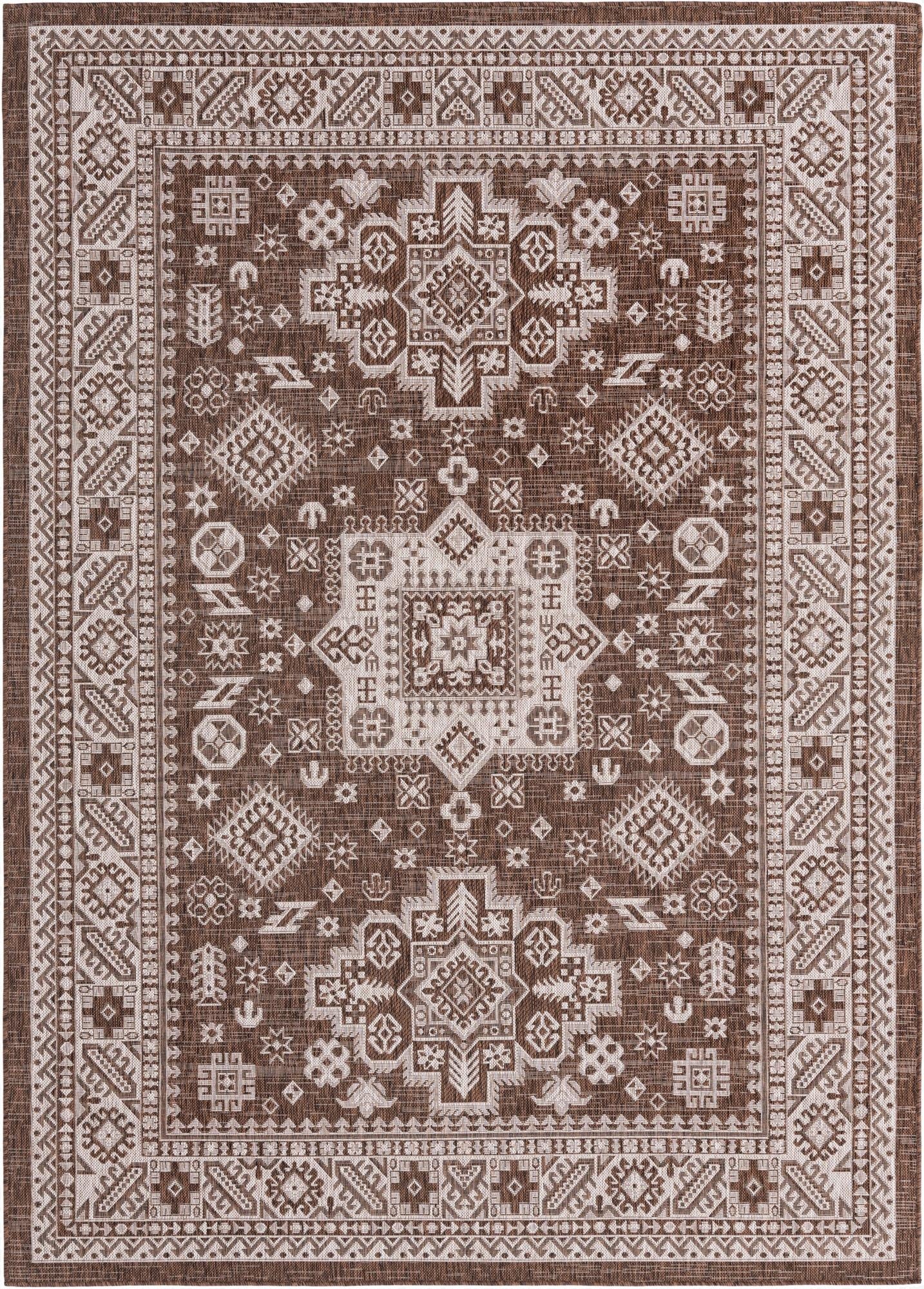 Primary image 7' x 10'  Washable Aztec Indoor / Outdoor Rug