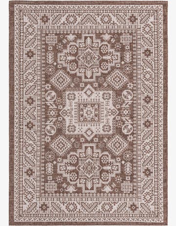 Brown Easy-Clean Aztec Indoor / Outdoor Rug