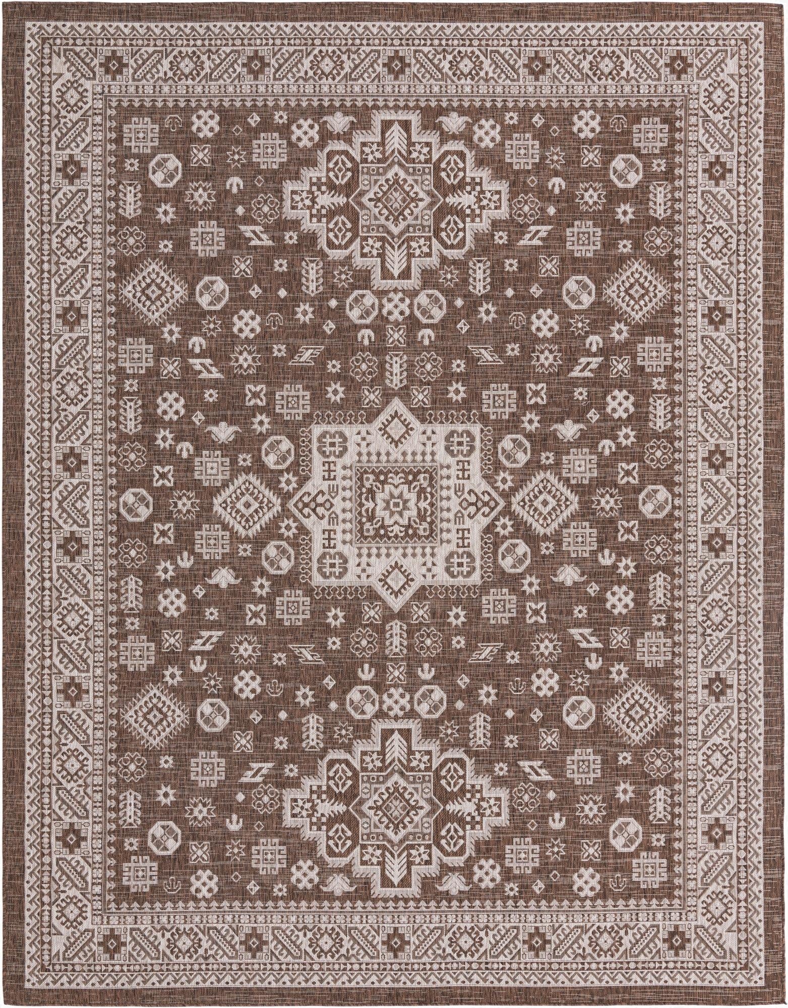 Primary image 10' x 13'  Washable Aztec Indoor / Outdoor Rug