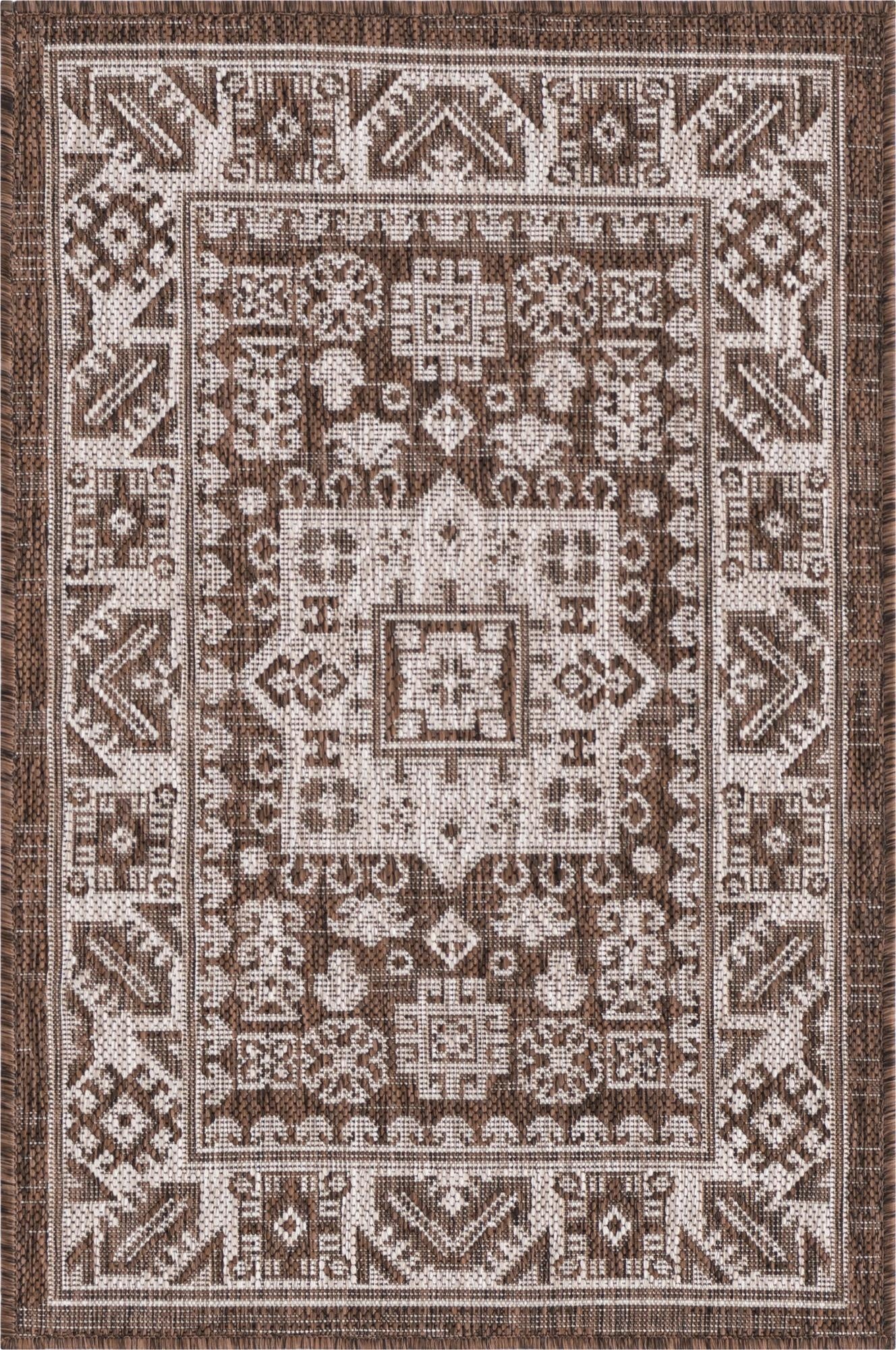 Primary image 2' x 3'  Washable Aztec Indoor / Outdoor Rug