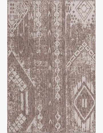 Brown Easy-Clean Bohemian Indoor / Outdoor Rug