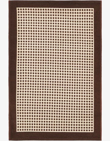 Brown Easy-Clean Border Indoor / Outdoor Rug