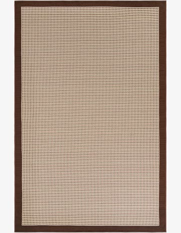 Brown Easy-Clean Border Indoor / Outdoor Rug