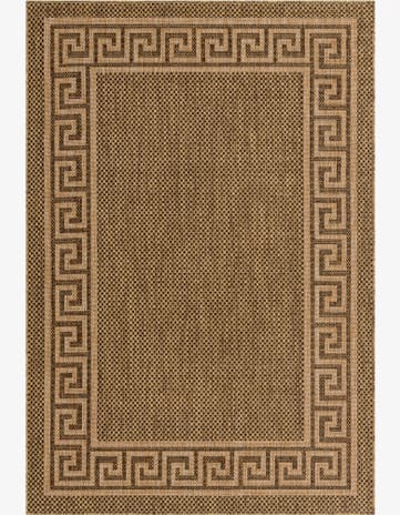 Brown Easy-Clean Border Indoor / Outdoor Rug