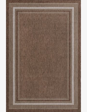 Brown Easy-Clean Border Indoor / Outdoor Rug