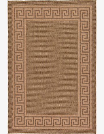 Brown Easy-Clean Border Indoor / Outdoor Rug