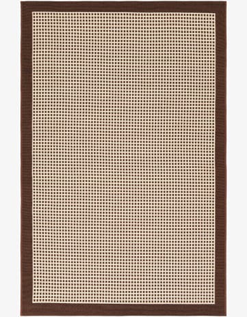 Brown Easy-Clean Border Indoor / Outdoor Rug