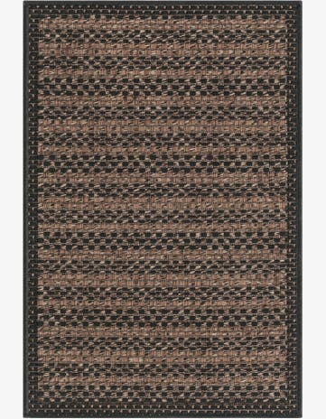 Brown Easy-Clean Border Indoor / Outdoor Rug