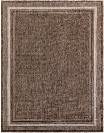 Brown Easy-Clean Border Indoor / Outdoor Rug