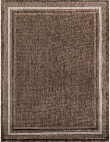 Brown Easy-Clean Border Indoor / Outdoor Rug