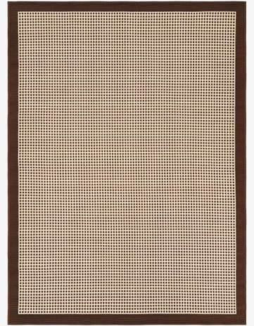 Brown Easy-Clean Border Indoor / Outdoor Rug