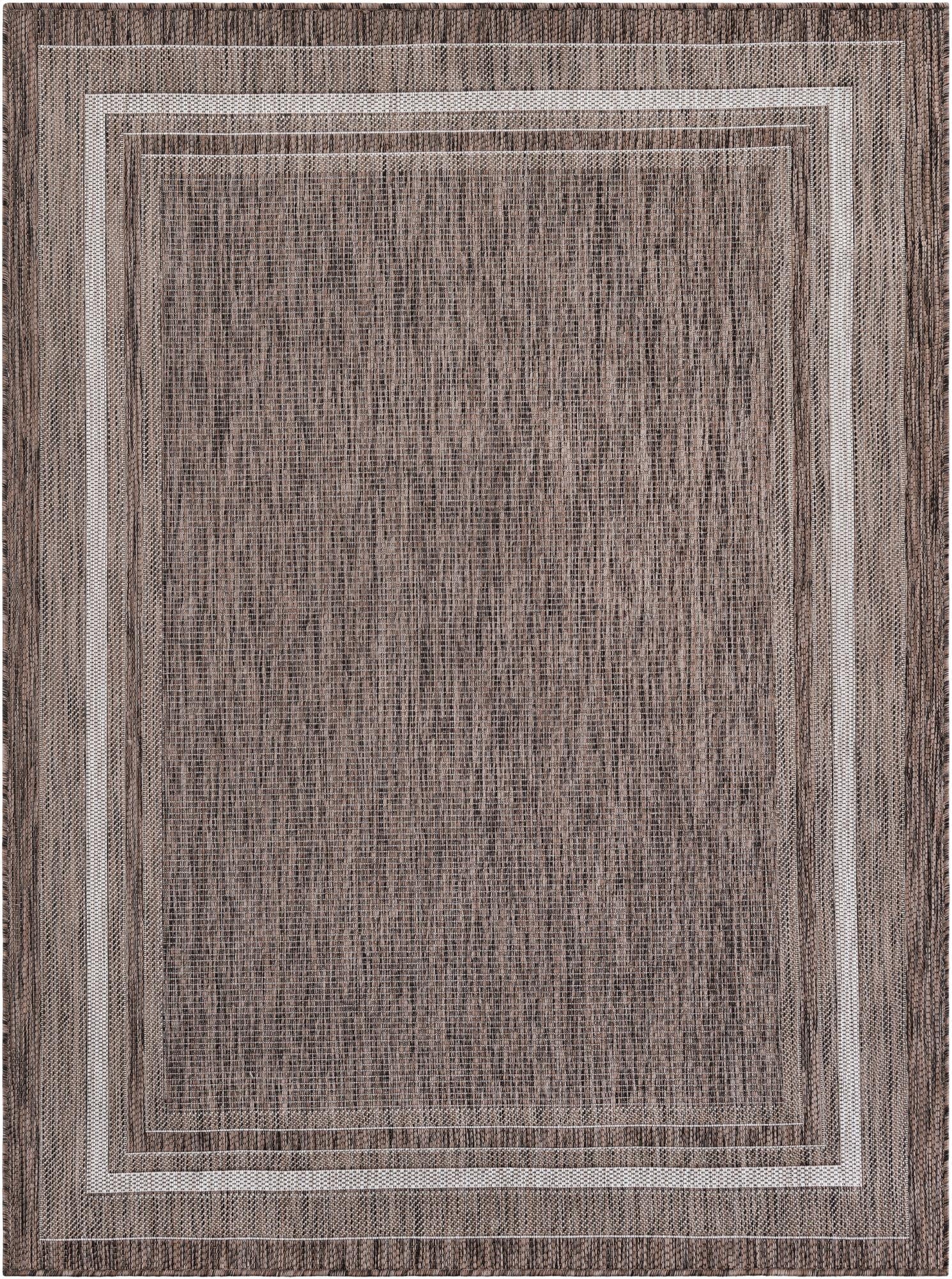 5' 3 x 7'  Washable Border Indoor / Outdoor Rug